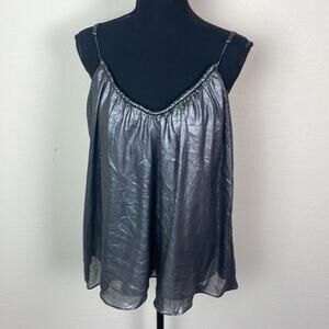 New! Katana sheer silver metallic lined camisole women’s M